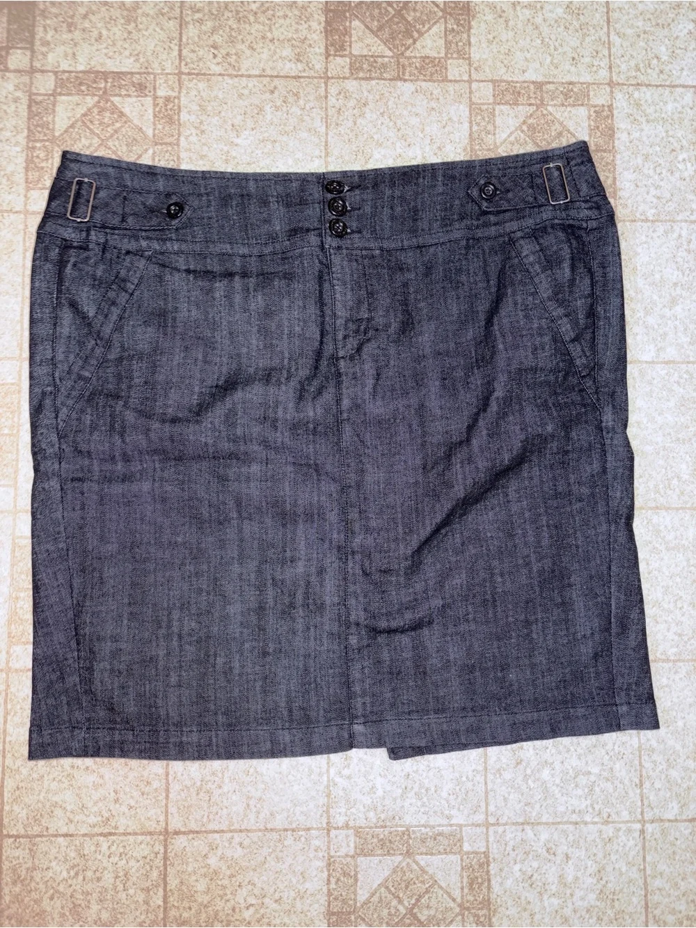 Y2K Boom Boom Jean Dark Wash Denim Straight Skirt PlusSize 3X Slit Back Pockets